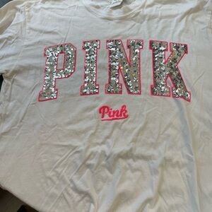 Victoria's Secret PINK Sequin Logo Tee